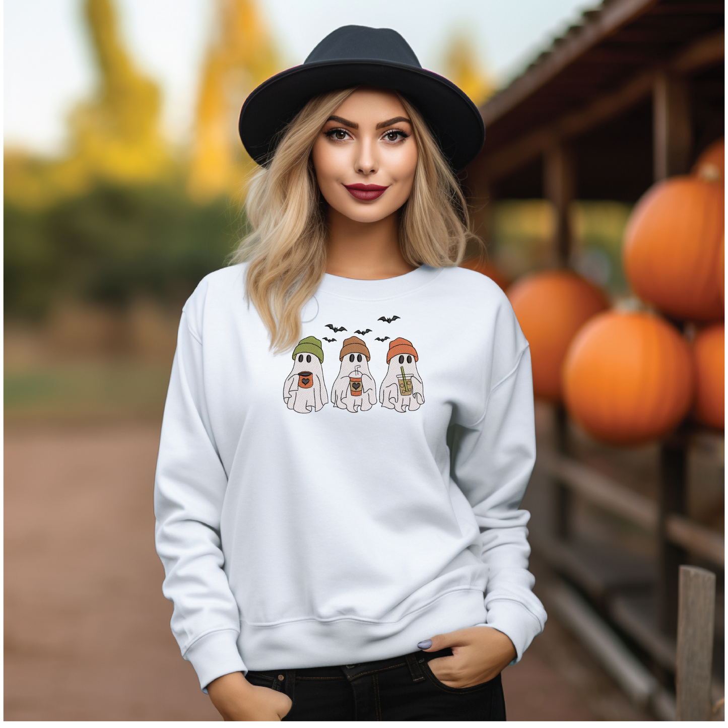 Coffee Ghost Embroidered Sweatshirt