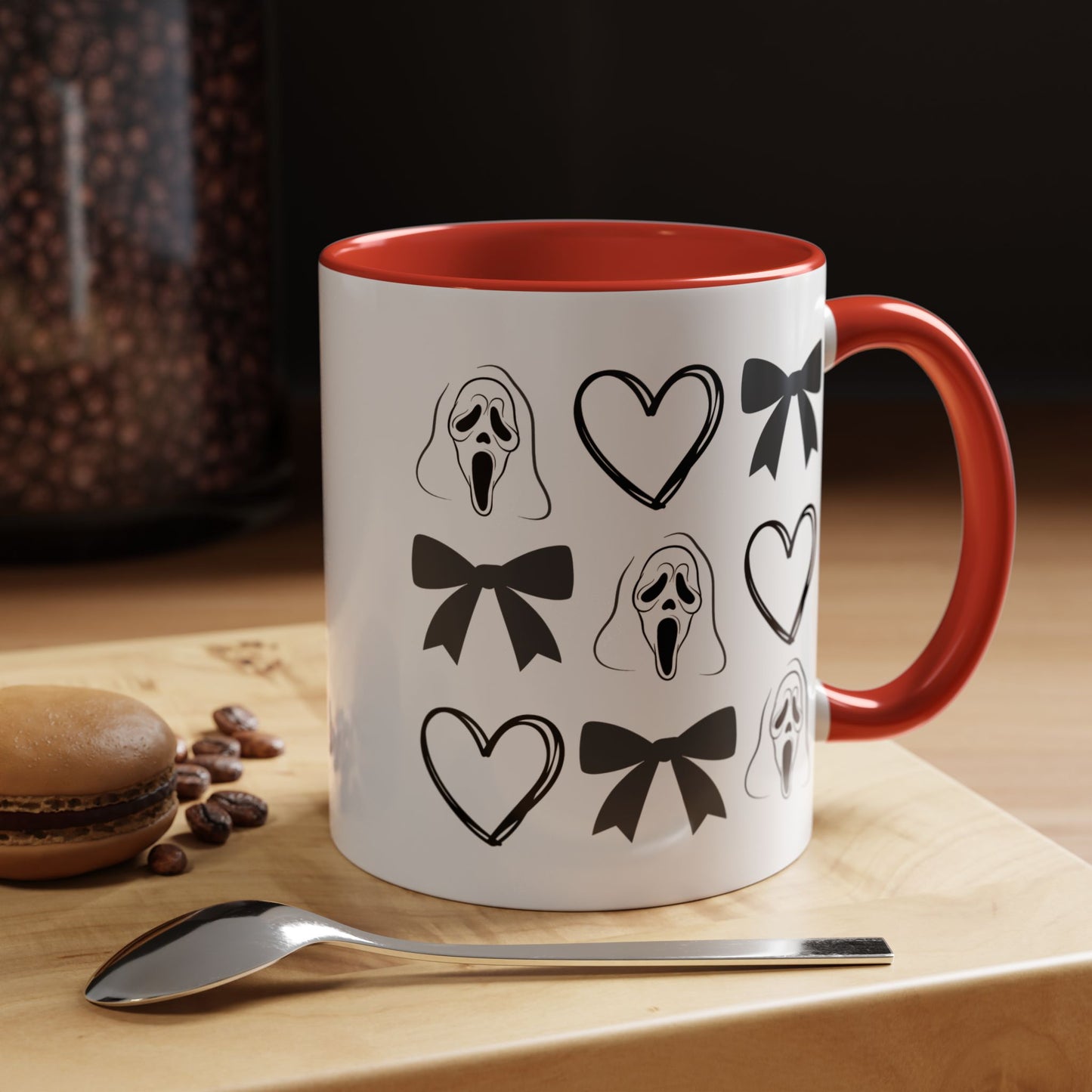 Scream Mask & Hearts Accent Coffee Mug