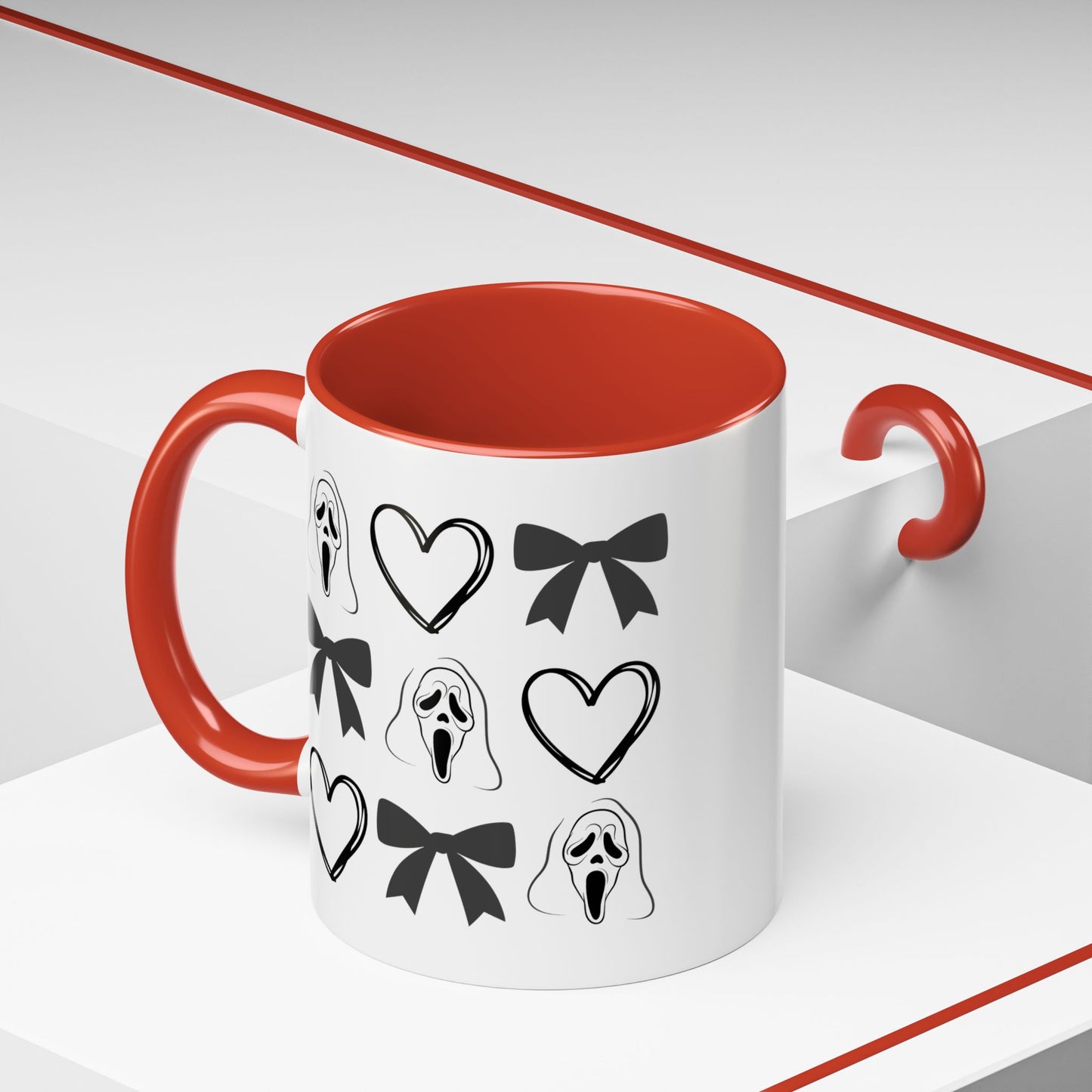 Scream Mask & Hearts Accent Coffee Mug
