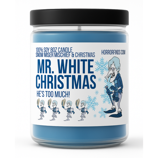 White Christmas Miser Brother 8 oz Candle